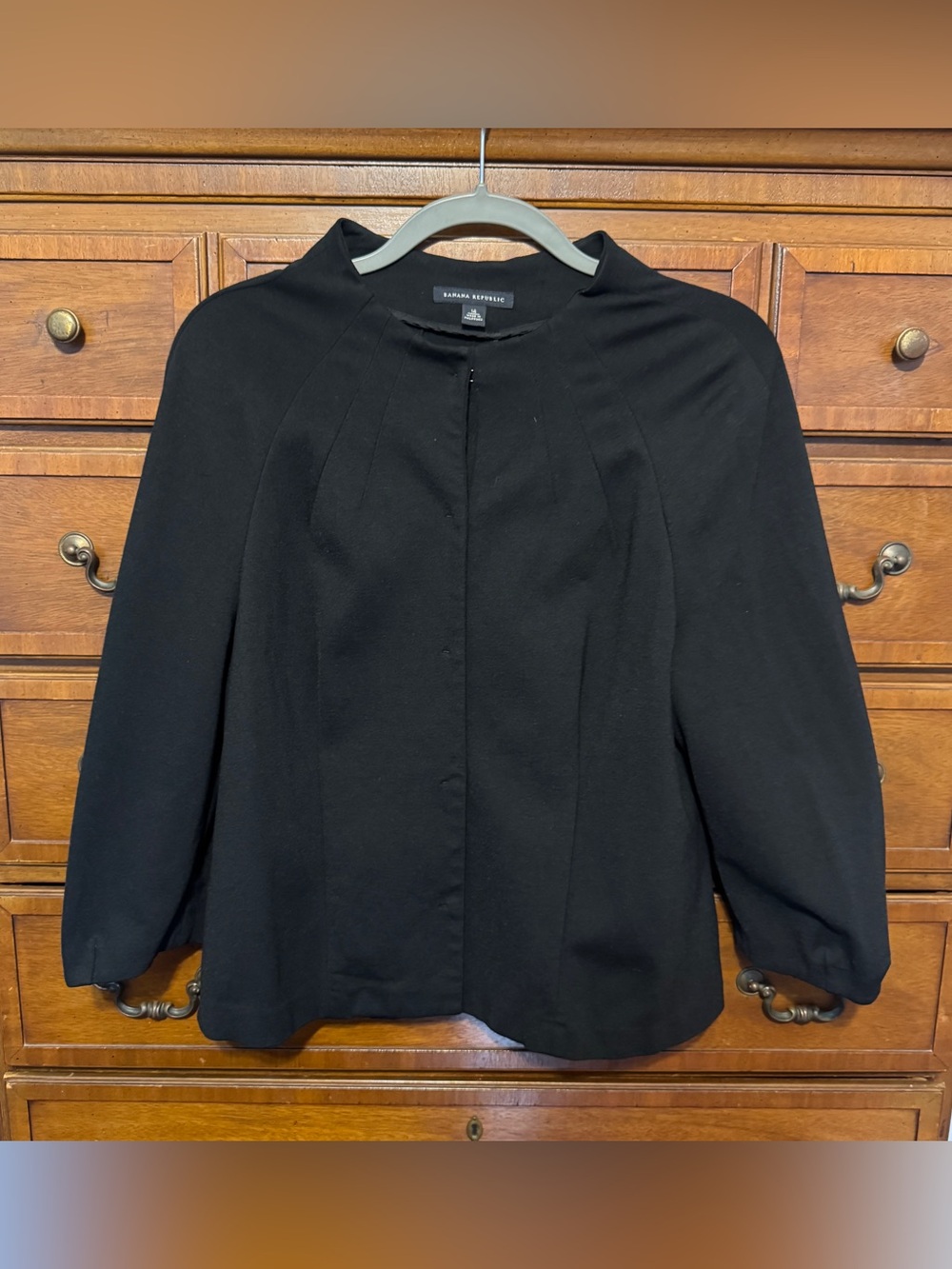 Banana Republic Black Cape Jacket Size 14 Draped Minimalist Quiet Luxury Y2K